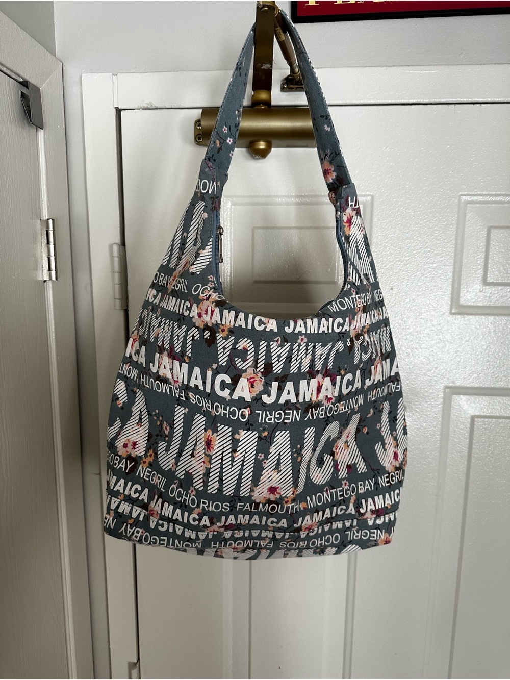 Robin Ruth Slate Blue Jamaica Print Floral Hobo Bag